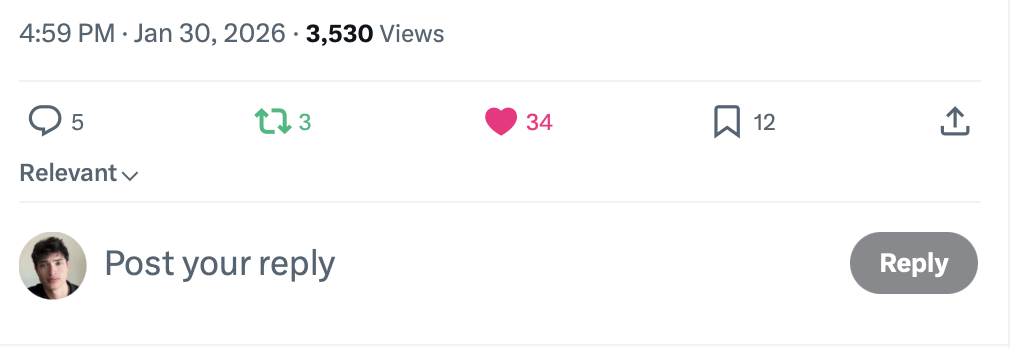Bookmark count visible on a post