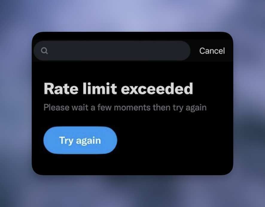 Rate limit exceeded error in X app