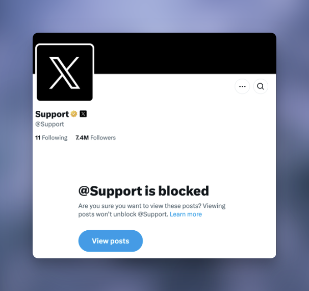 You have been blocked message on X