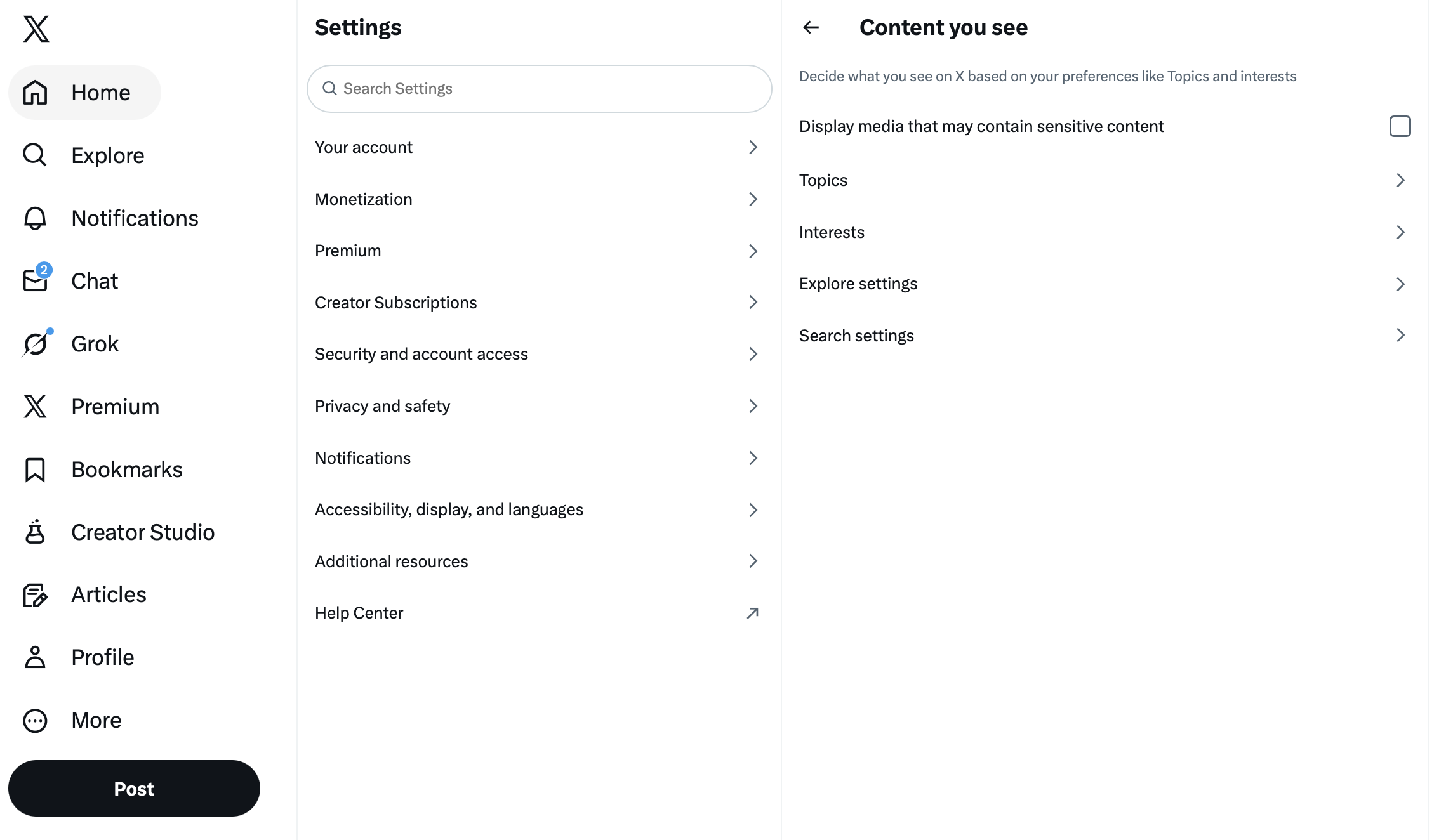 Display media that may contain sensitive content setting